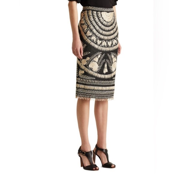 Ralph Lauren Collection Purple Label Embroidered Raffia Silk Dress Pencil Skirt - Picture 4 of 14